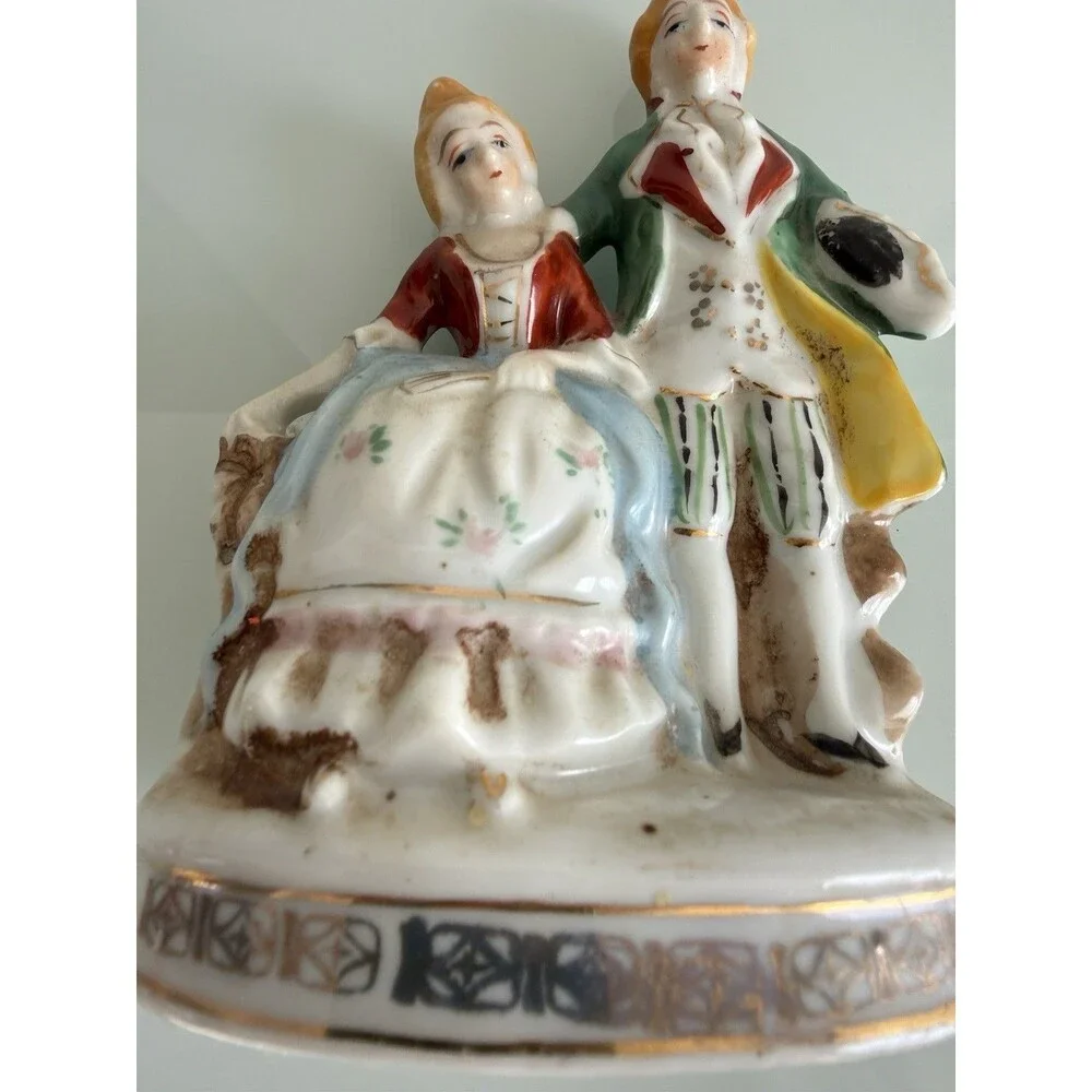 ✿ Vintage Japan Porcelain Figurine Couple 1940s–1950s Hand Painted Romantic